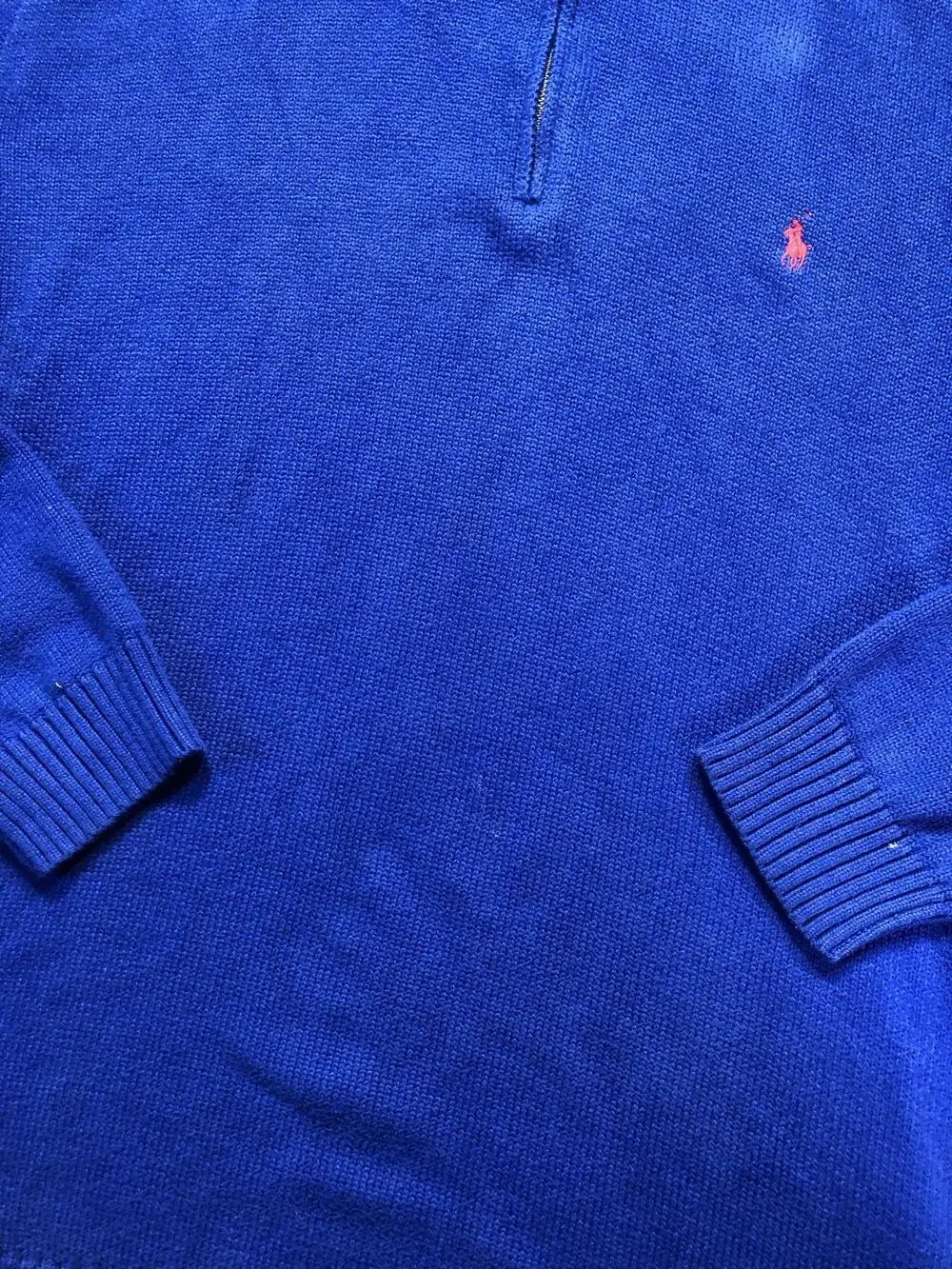 Polo By Ralph Lauren Sweater Mens 3XLT Blue Cotton 1/4 Zip Mock Neck Knit